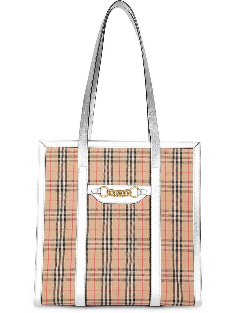 Burberry Totes BURBERRY THE SMALL 1983 CHECK LINK TOTE BAG - NEUTRALS