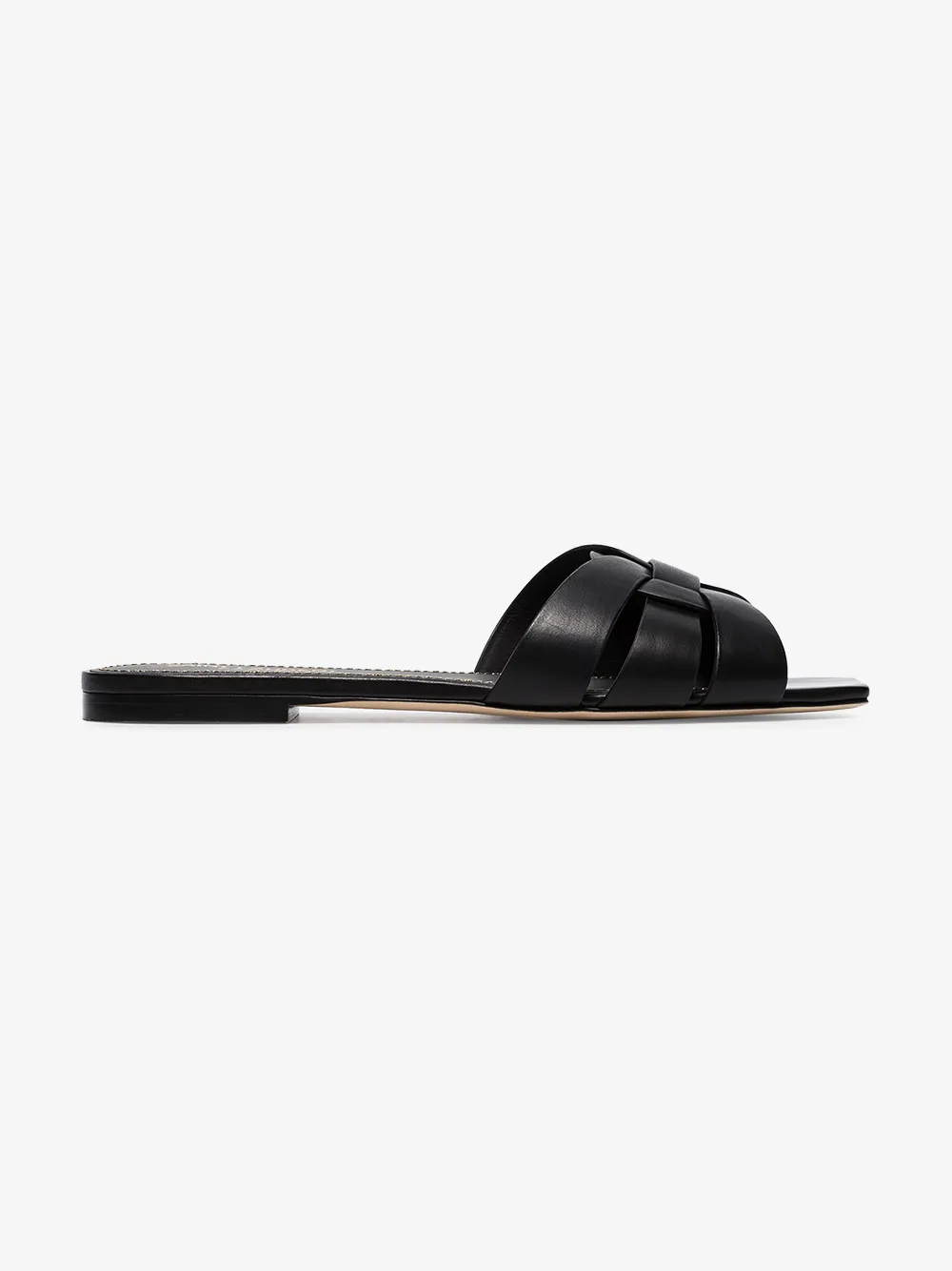 Shop Saint Laurent Black Tribute Flat Sandals