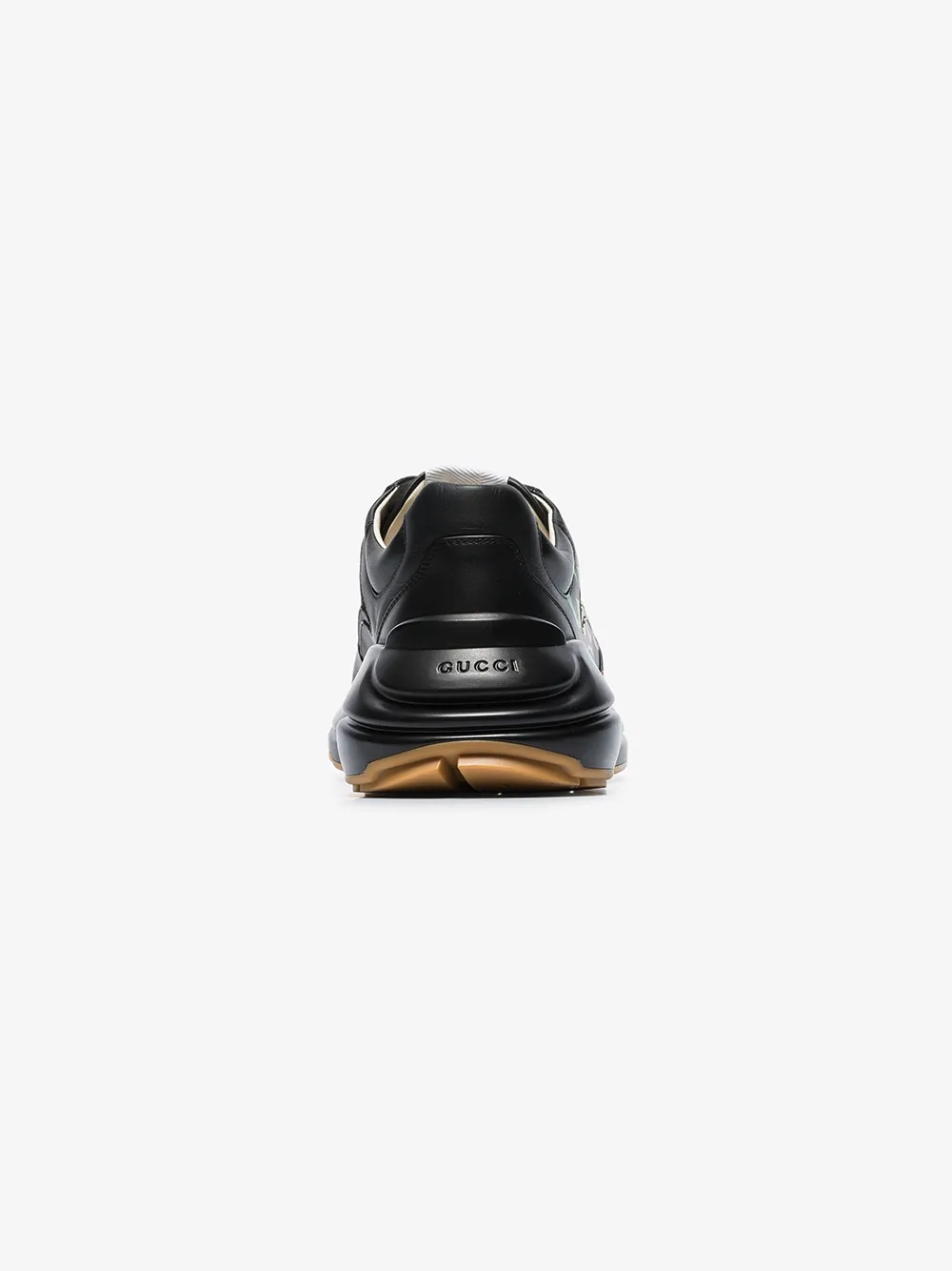 GUCCI GUCCI BLACK RHYTON LOGO PRINT LEATHER SNEAKERS,552851DRW0013713120