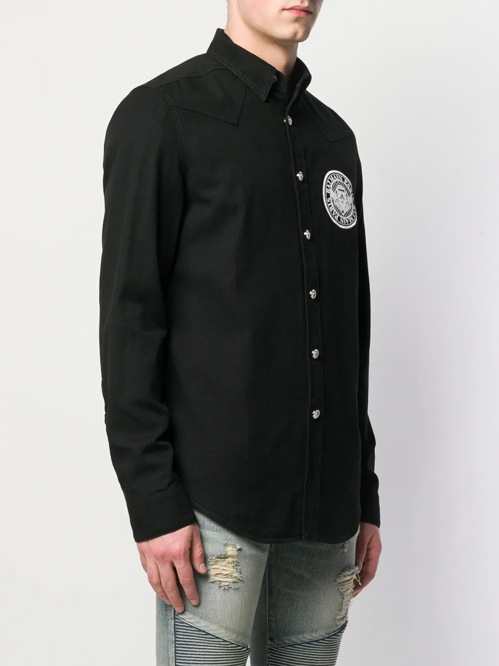 Balmain Shirt met geborduurd logo Zwart