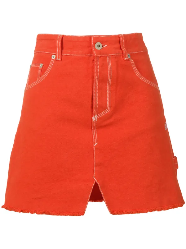 orange denim skirt