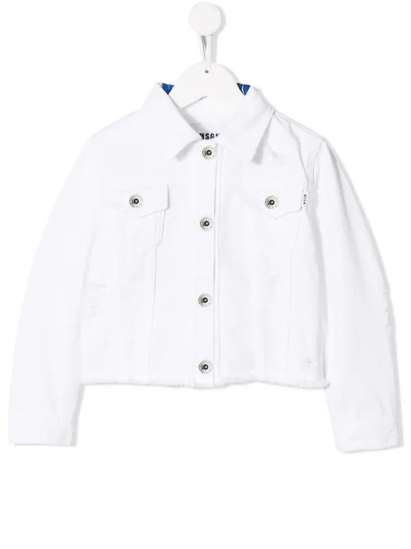 white ripped denim jacket