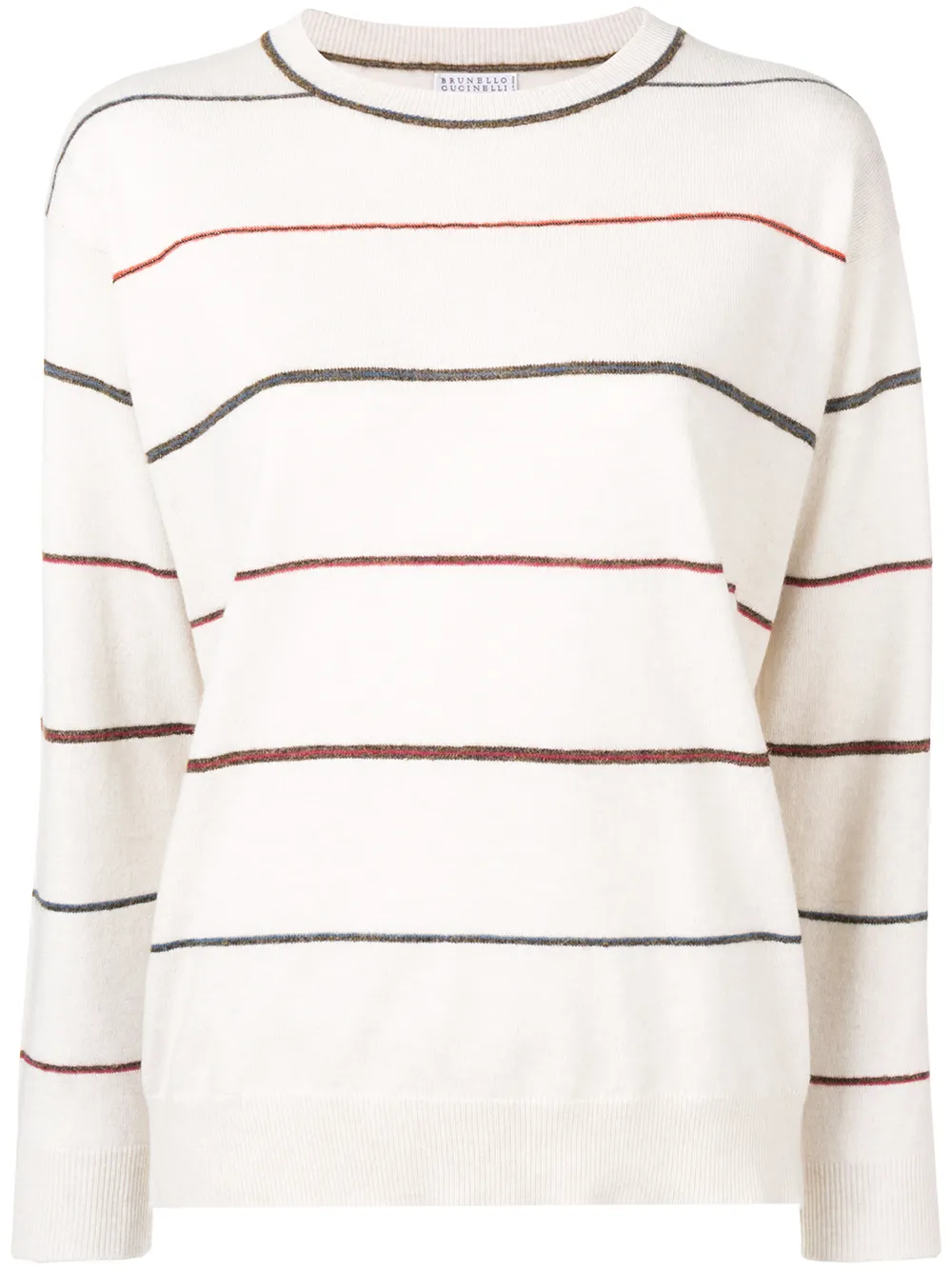 Brunello Cucinelli Tops BRUNELLO CUCINELLI STRIPED CREW NECK JUMPER - NEUTRALS