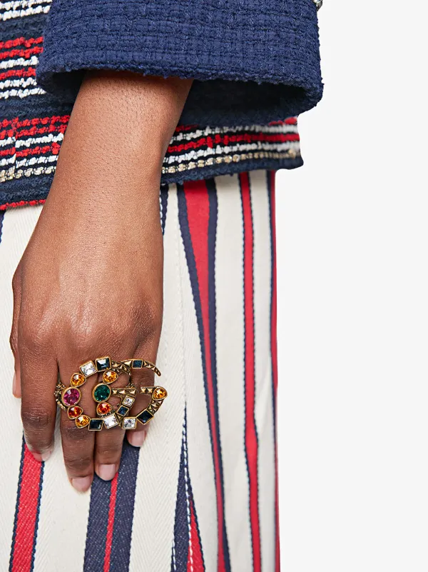 gucci crystal double g ring