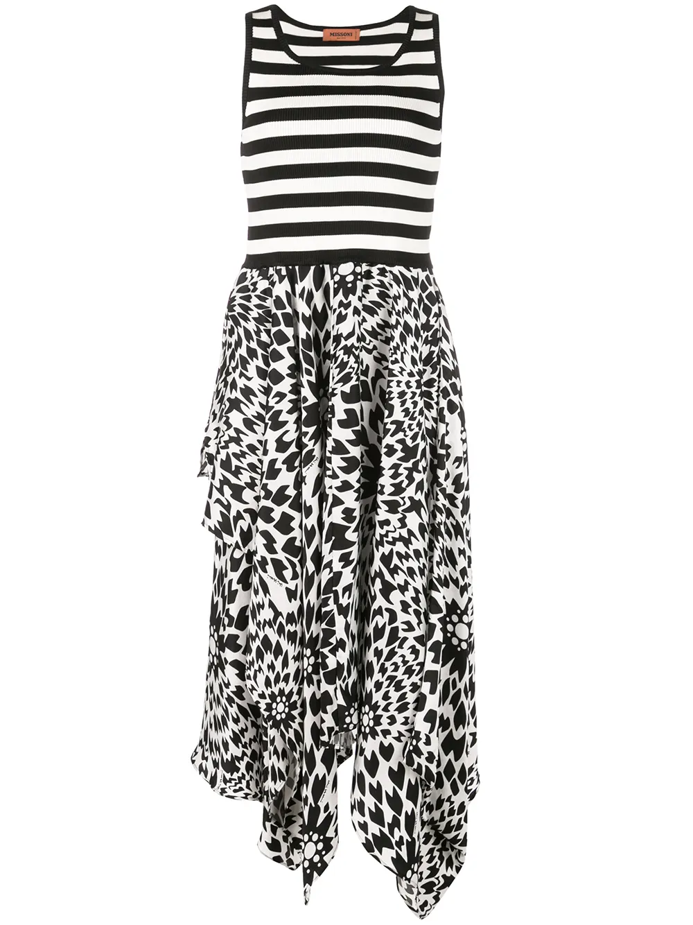 Missoni Dresses MISSONI STRIPED CONTRAST PRINT MIDI DRESS - BLACK