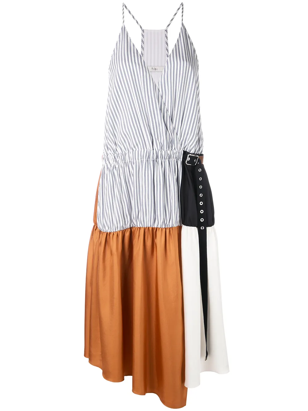 Tibi Dresses TIBI CAMILLE COLLAGE WRAP DRESS - BROWN