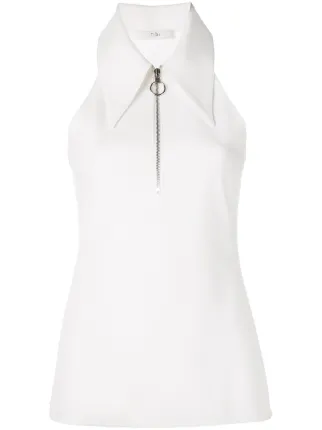 tibi structured crepe sleeveless blouse