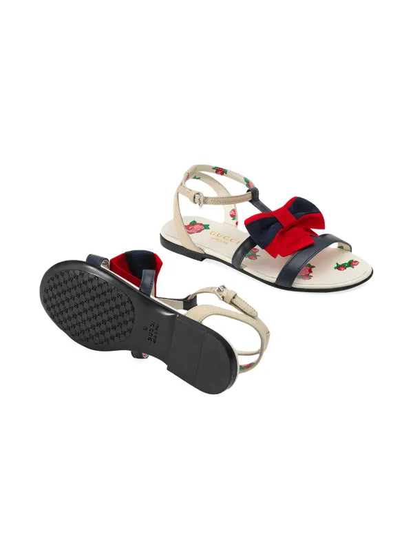 gucci leather sandal with web bow
