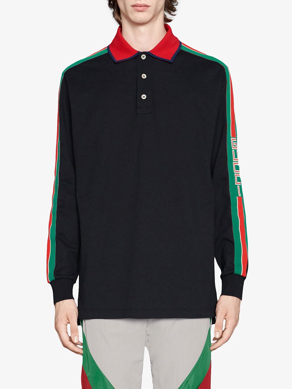 фото Gucci рубашка-поло с контрастной отделкой и логотипом