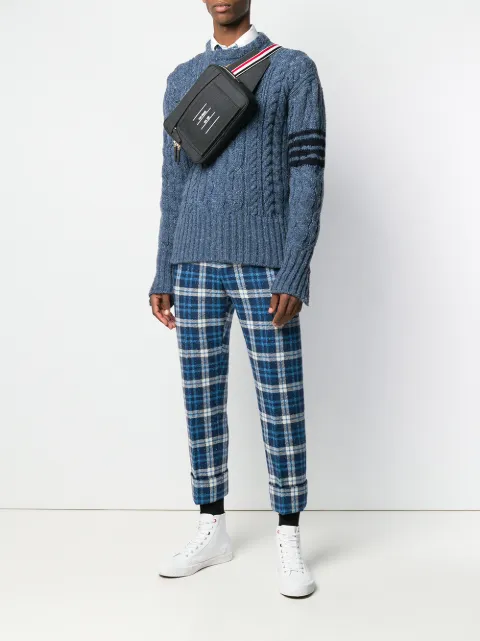 THOM BROWNE 4-bar Aran Cable Donegal Pullover