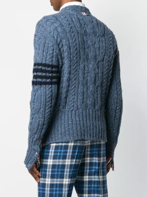 THOM BROWNE 4-bar Aran Cable Donegal Pullover