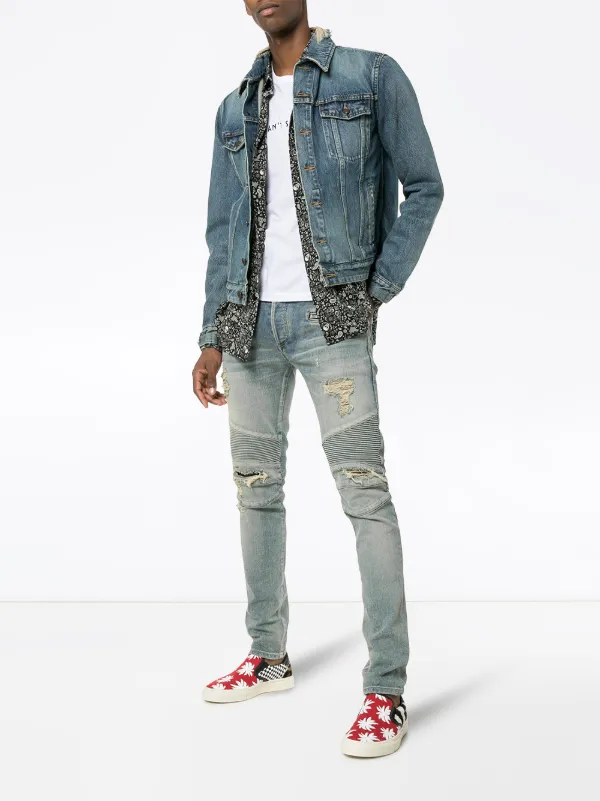 saint laurent distressed denim jacket