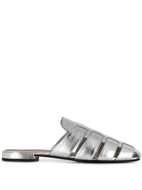 silver mule sandals