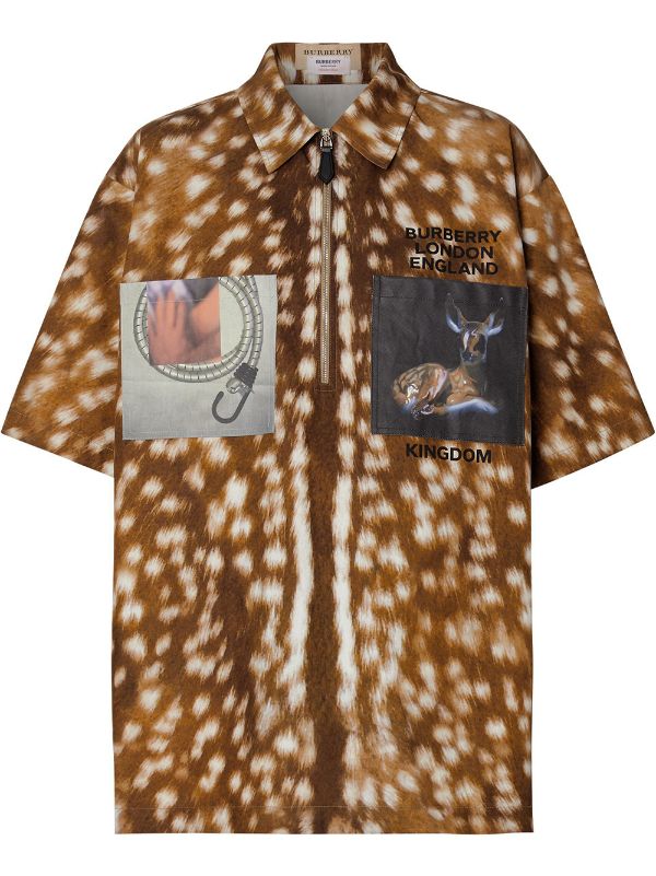 Burberry Deer Print Patch Shirt Farfetch Com