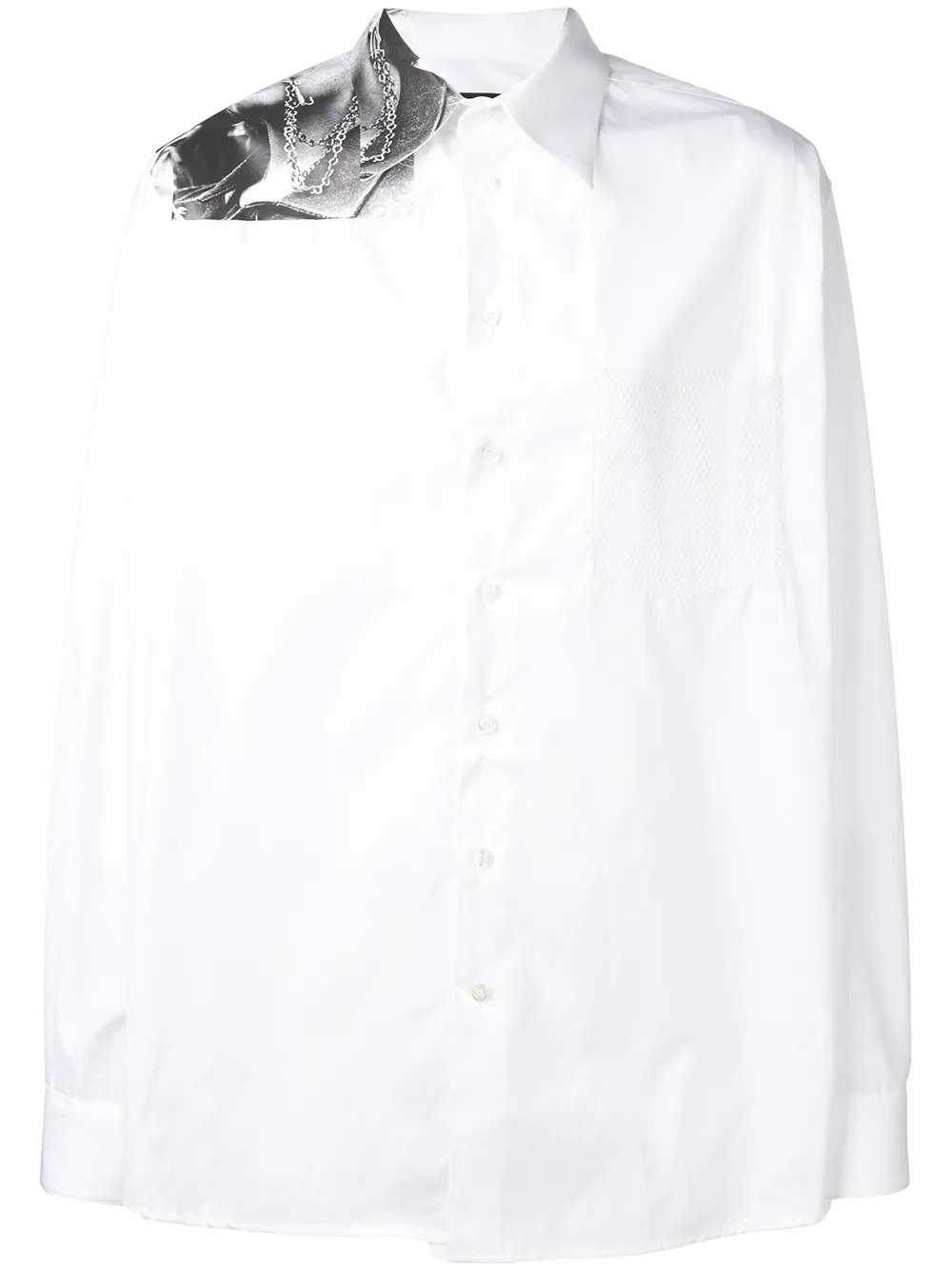 Raf Simons Tops RAF SIMONS HEMD MIT KETTEN-PRINT - WEIß