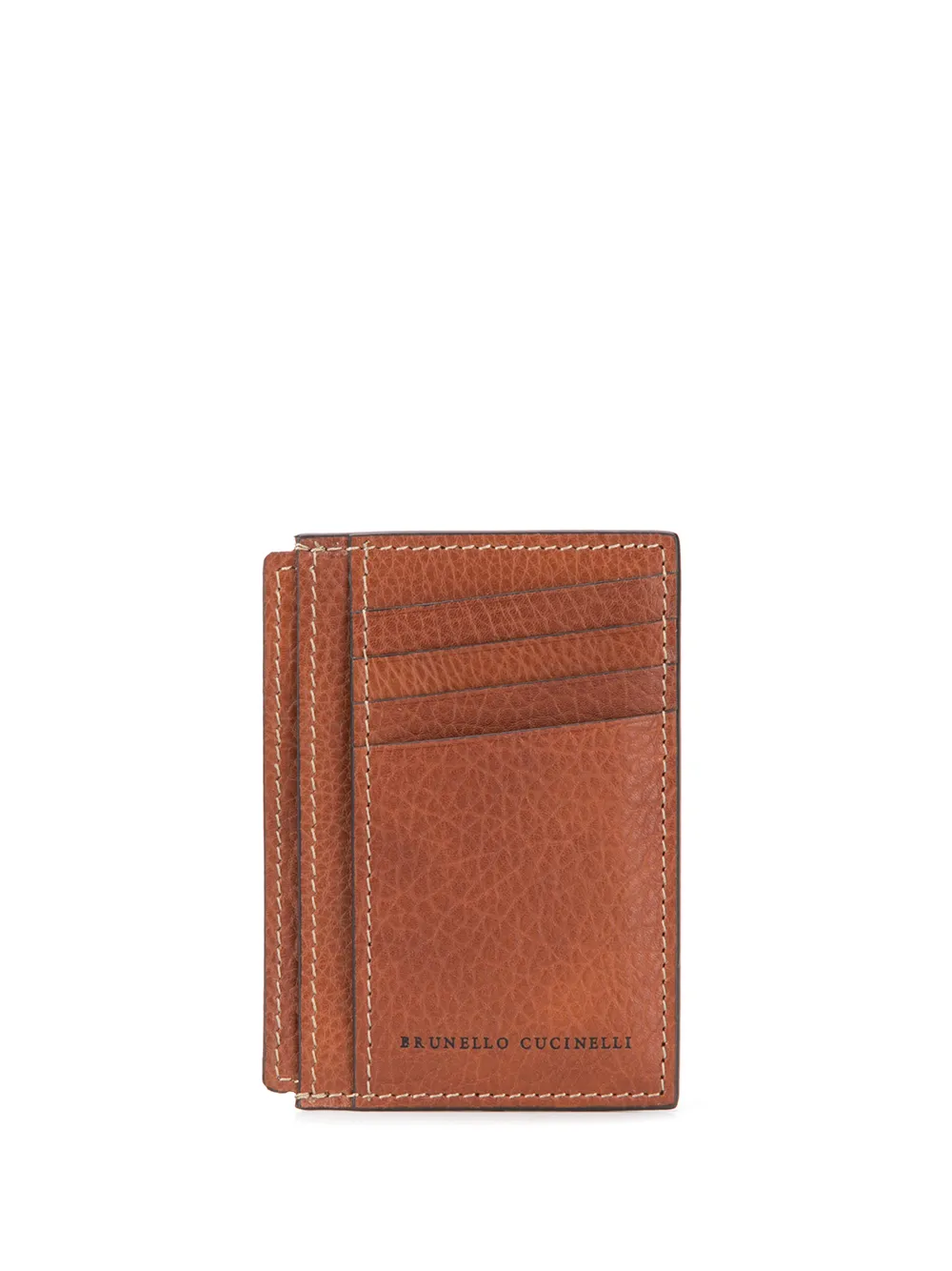 

Brunello Cucinelli logo stamp cardholder - Brown