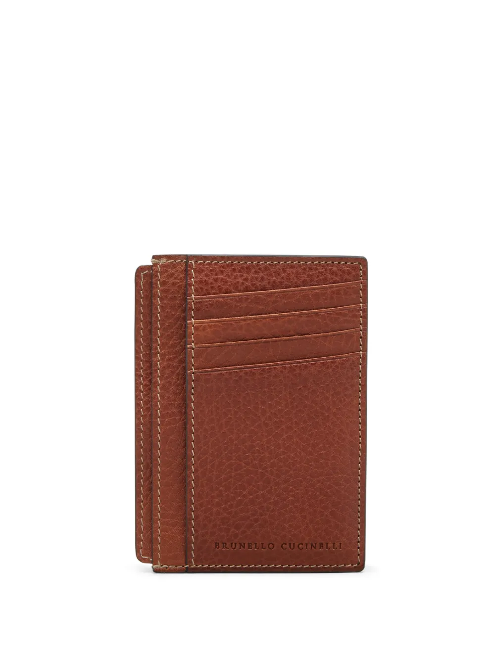 Shop Brunello Cucinelli Logo Stamp Cardholder In Brown