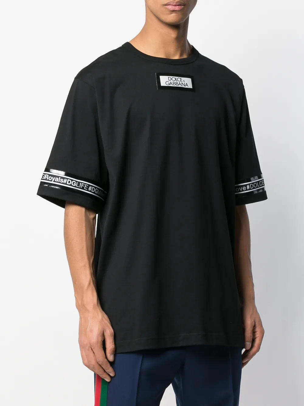 Dolce & Gabbana T-shirt met logo streep Zwart