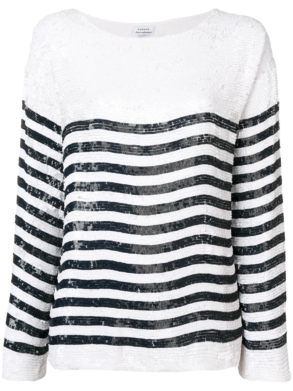 P.a.r.o.s.h. Tops P.A.R.O.S.H. SEQUIN STRIPED TOP - WHITE