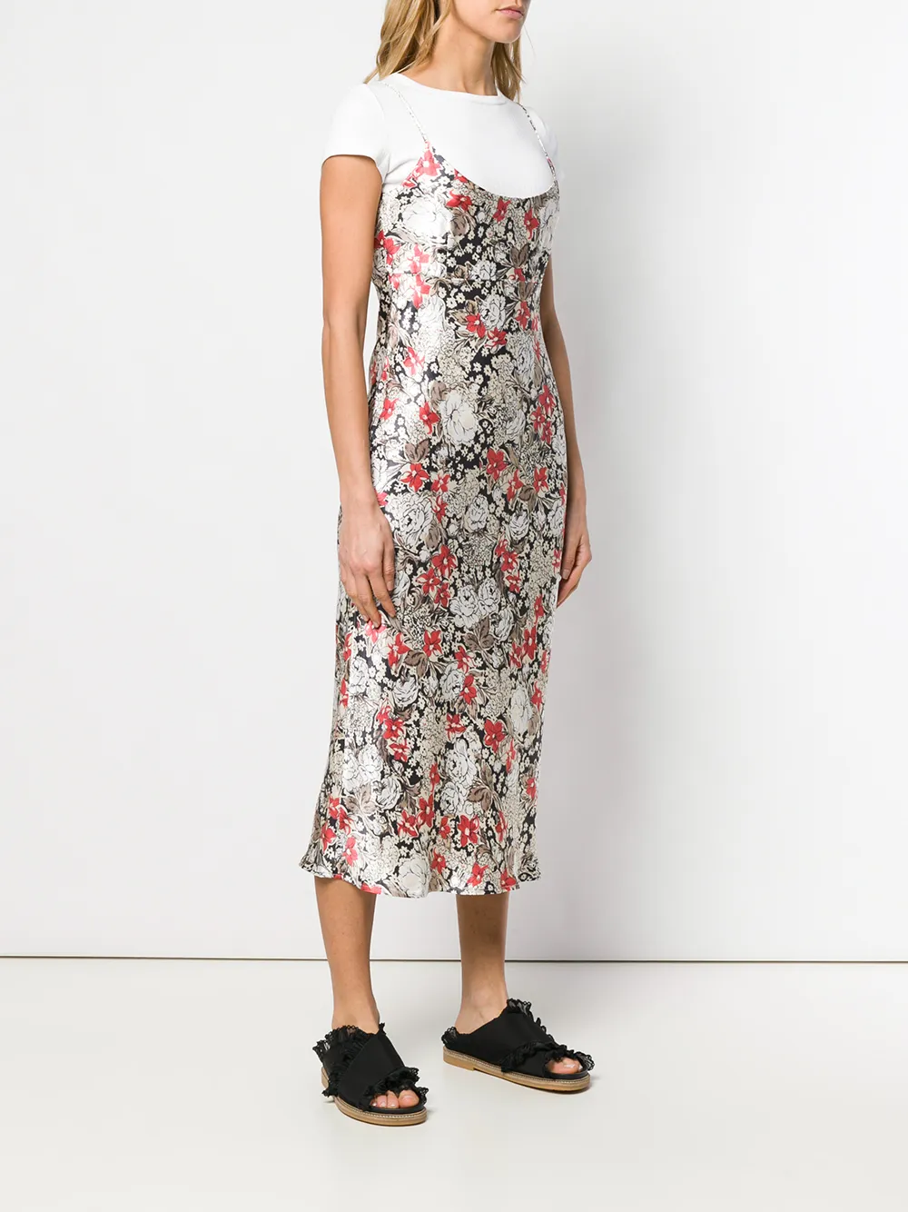 ganni floral slip dress