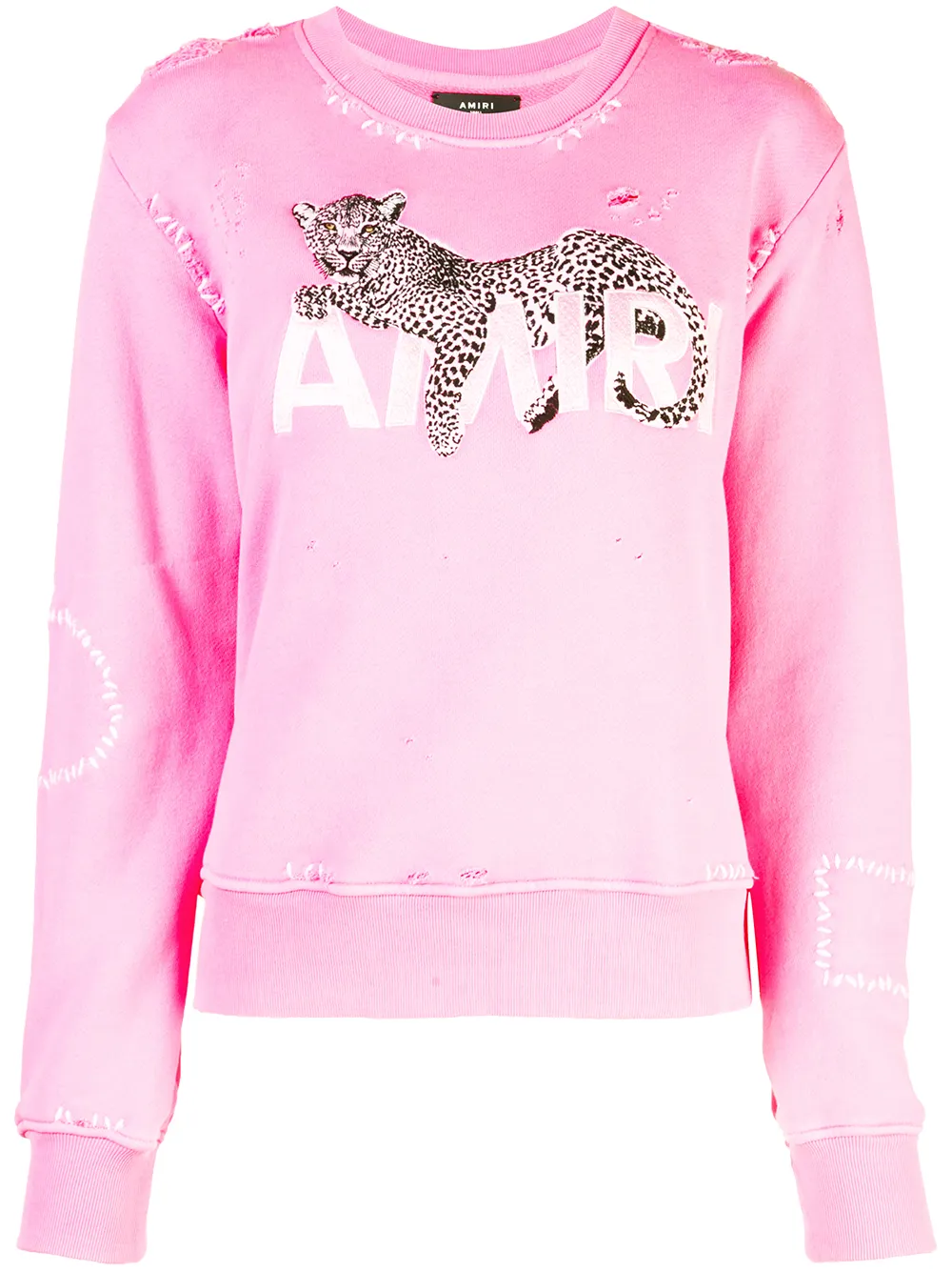 Amiri T-shirts AMIRI LEOPARD DETAIL SWEATSHIRT - PINK