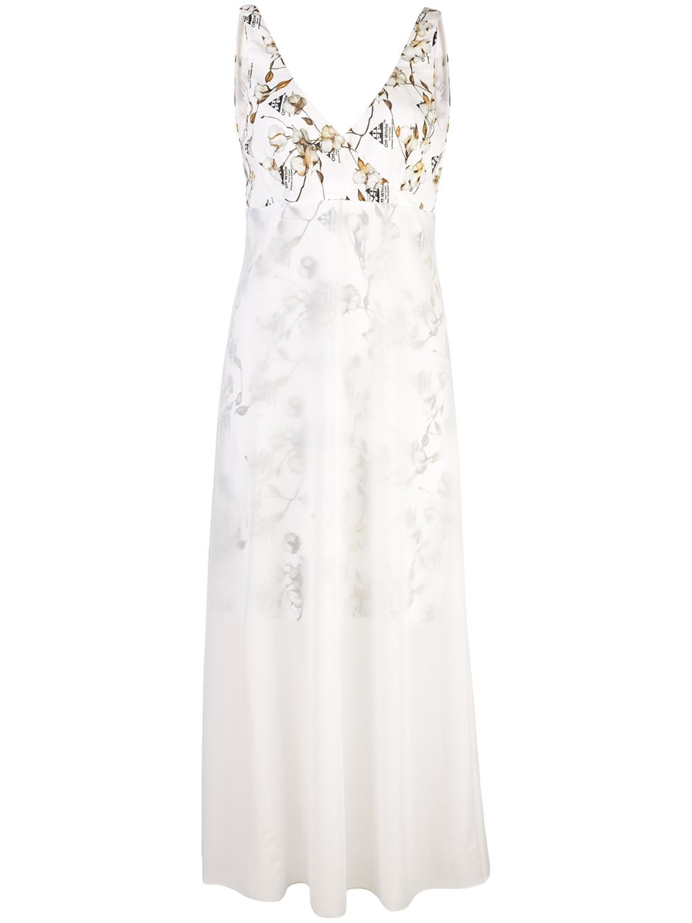 фото Off-white многослойное платье с цветочным дизайном
