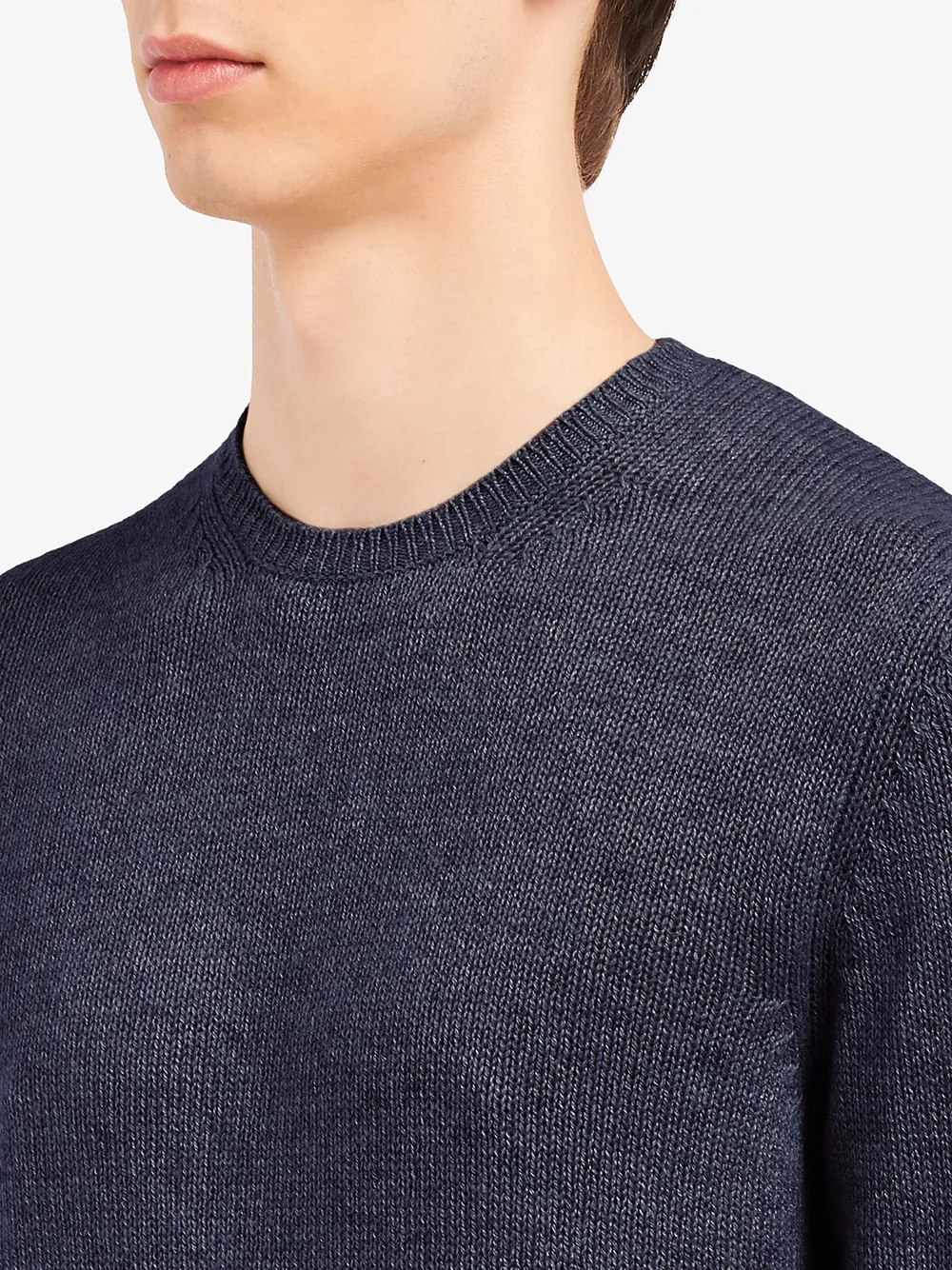 Shop Prada Crew-neck Cashmere Jumper In Blue