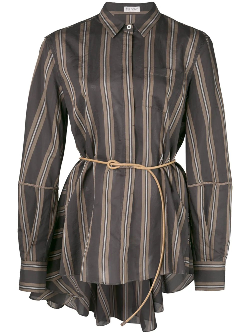 Brunello Cucinelli T-shirts BRUNELLO CUCINELLI BELT DETAIL STRIPED SHIRT - BLACK