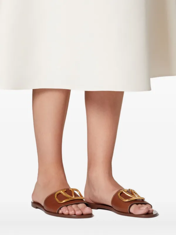 Valentino Garavani VLogo Signature Sandals | Brown | FARFETCH