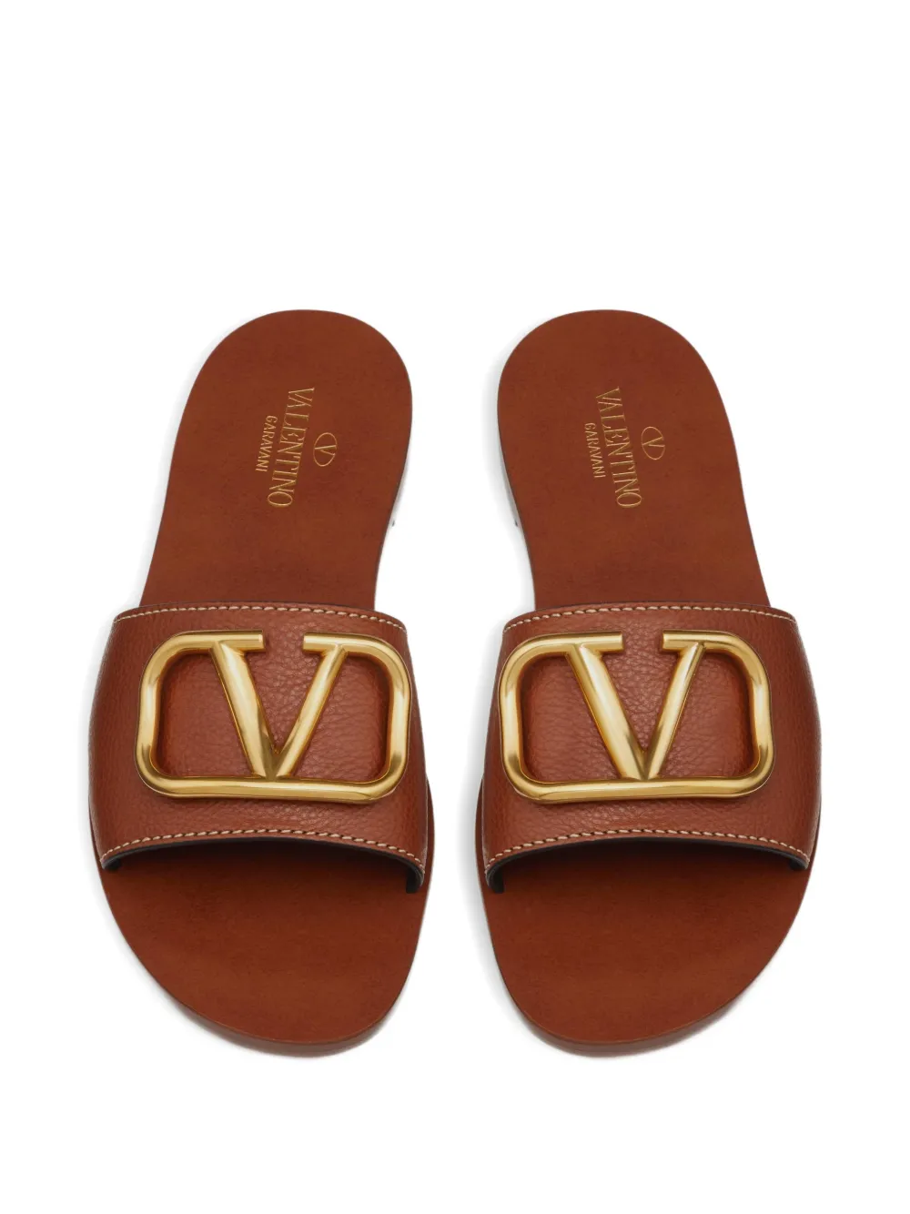 Valentino Garavani VLogo Signature Slide Sandals In Grainy  display picture 2