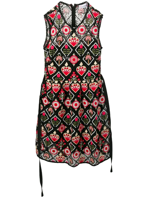 Red Valentino Love Celebration Embroidered Dress Farfetch Red Valentino Love Celebration Embroidered Dress Farfetch