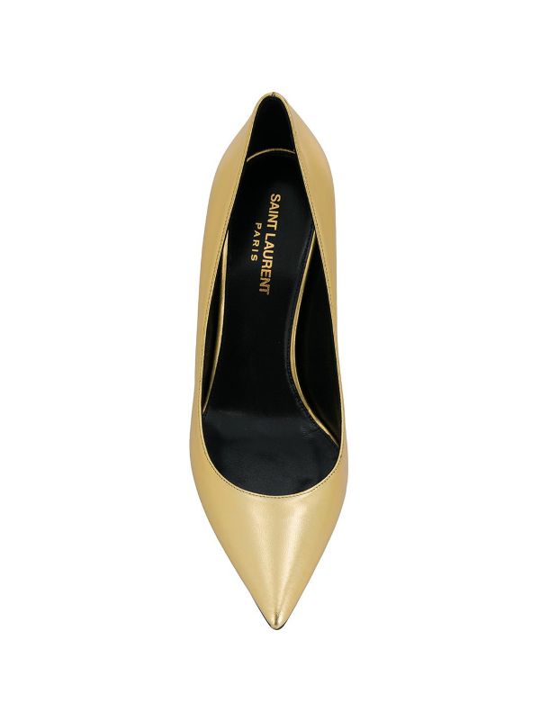 Shop Gold Saint Laurent Opyum Pumps With Express Delivery Worldarchitecturefestival