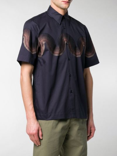 Dries Van Noten wave embroidered shirt blue | MODES