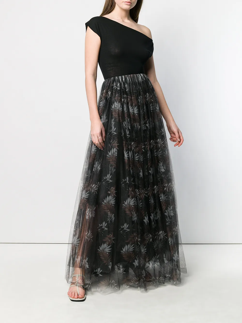 фото Brunello cucinelli юбка макси из тюля с цветочным принтом