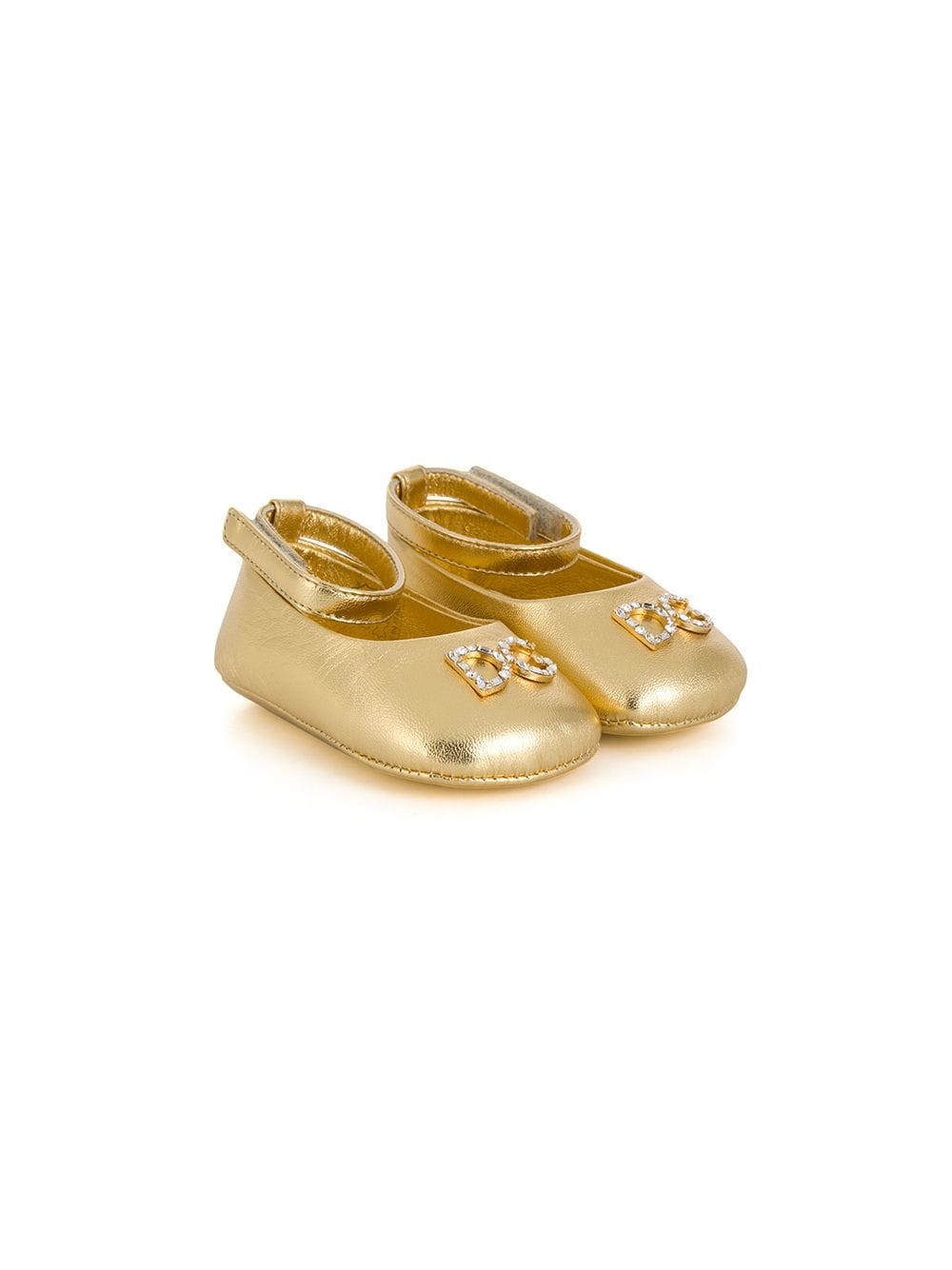 Image 1 of Dolce & Gabbana Kids foiled leather ballerina shoes