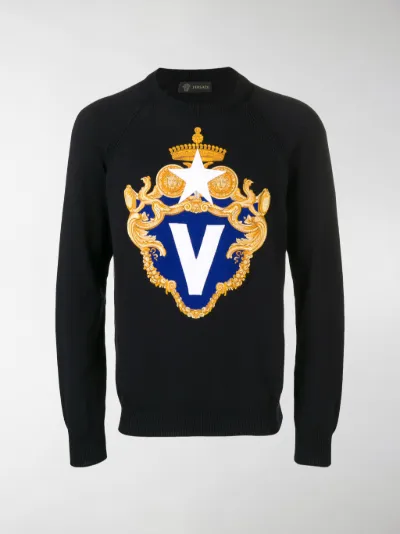 Versace V crest logo jumper blue | MODES
