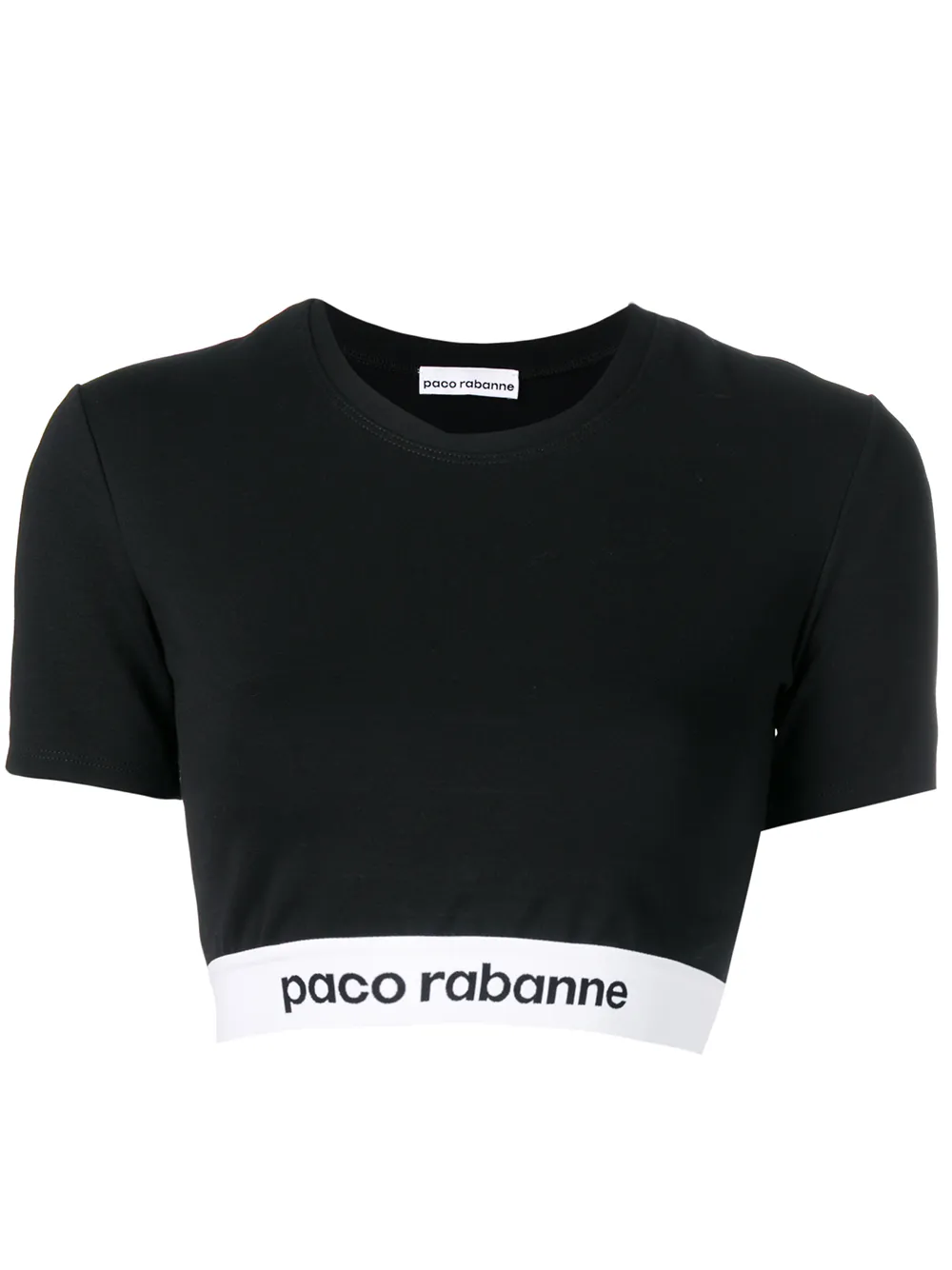 Paco Rabanne Tops PACO RABANNE LOGO TAPE CROP TOP - BLACK