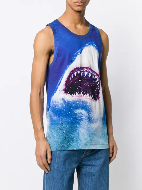 Shop blue MSGM shark print tank top with Express Delivery - Farfetch