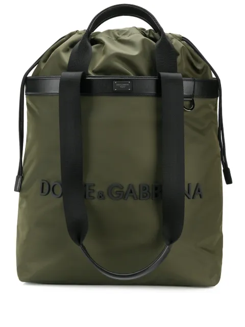 Dolce & Gabbana logo-embossed leather-trim tote bag