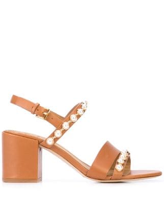 Tory Burch brown Emmy pearl embellished sandals for women | 55043 at  