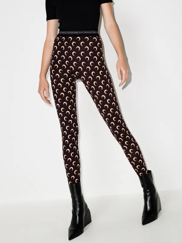brown Marine Serre Moon print tights 