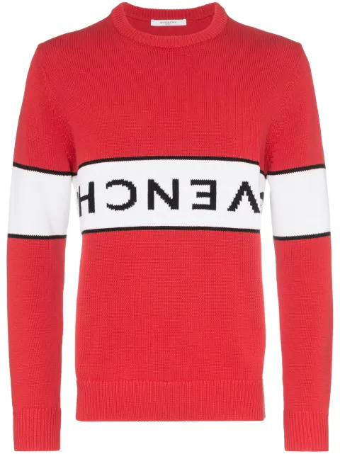 Click to view more detailed imagery on our partner's website Givenchy Upside-Down Logo Intarsia Jumper In Red
