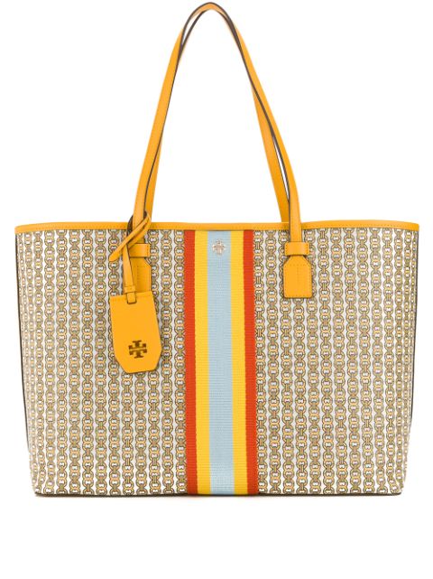 Tory Burch Small Gemini Link Canvas Tote In Daylily Gemini Link