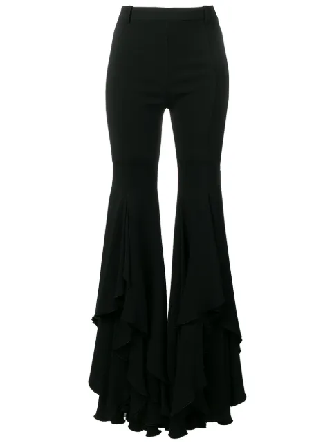 Click to view more detailed imagery on our partner's website Versace Ruffled Flared Black Trousers