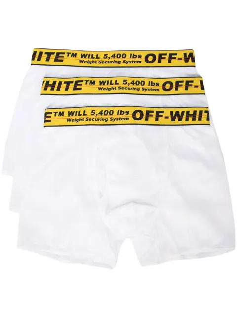 Click to view more detailed imagery on our partner's website Off-white White Pack Of 3 Logo Waistband Briefs In White Yellow
