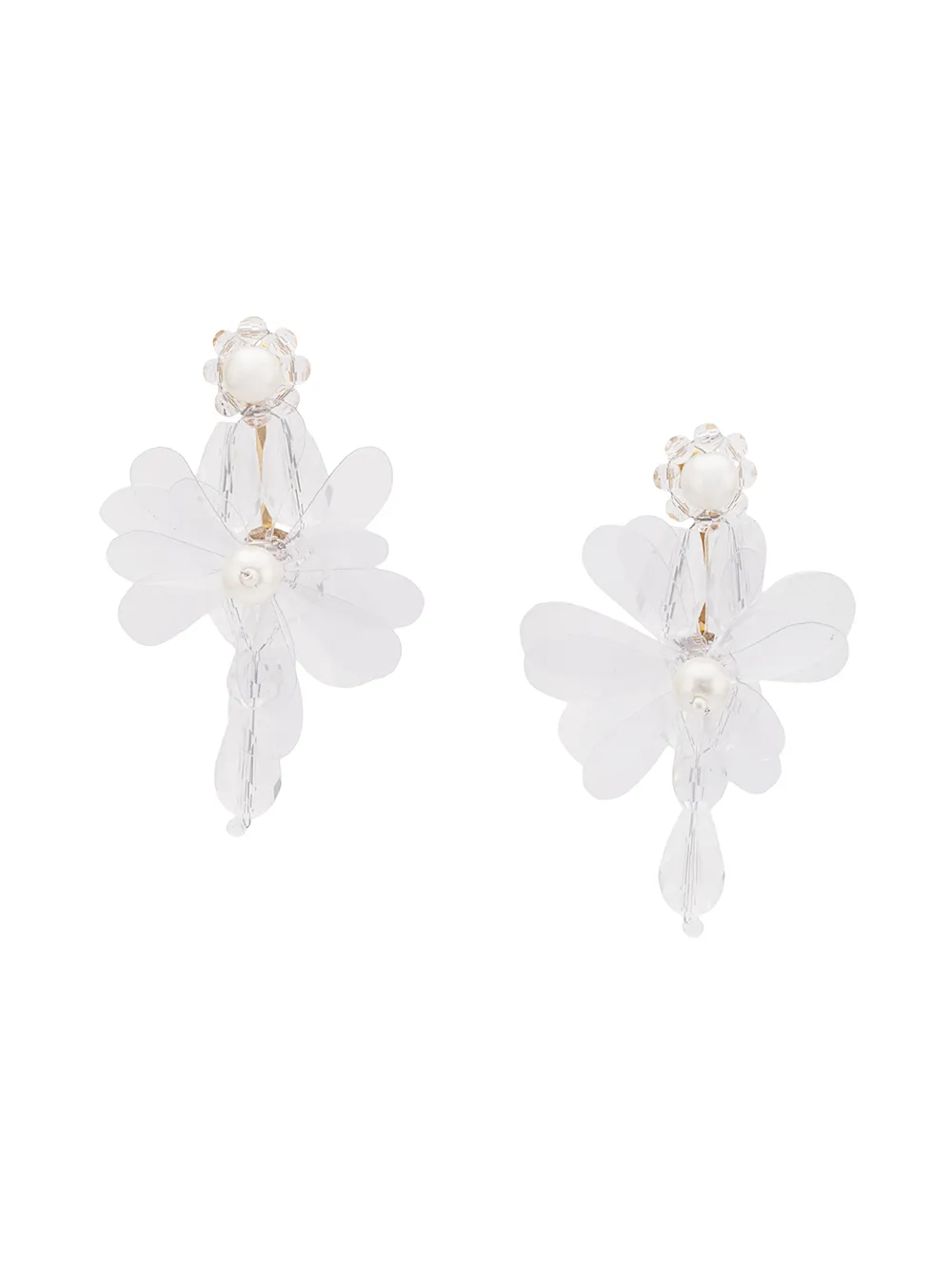Simone Rocha Accessories SIMONE ROCHA FLOWER DROP EARRINGS - WHITE