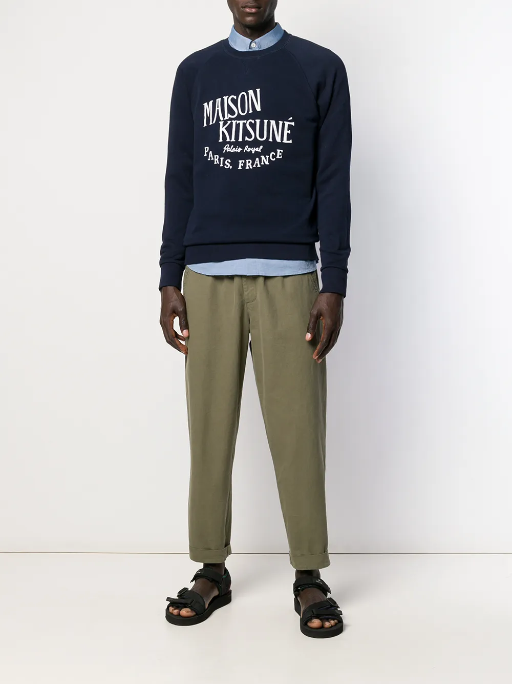 Maison Kitsuné Sweater met logoprint - Blauw