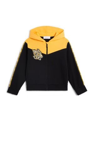 Embroidered tiger zipped hoodie