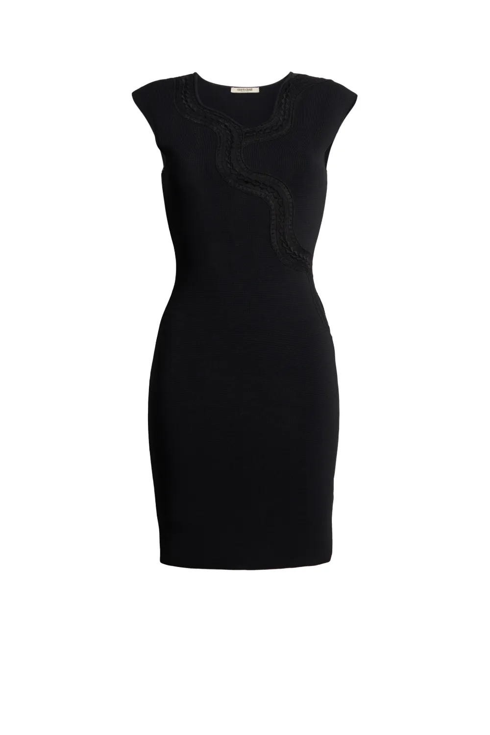 Click to view more detailed imagery on our partner's website Roberto Cavalli Knit Dress With Snake Lace In Black