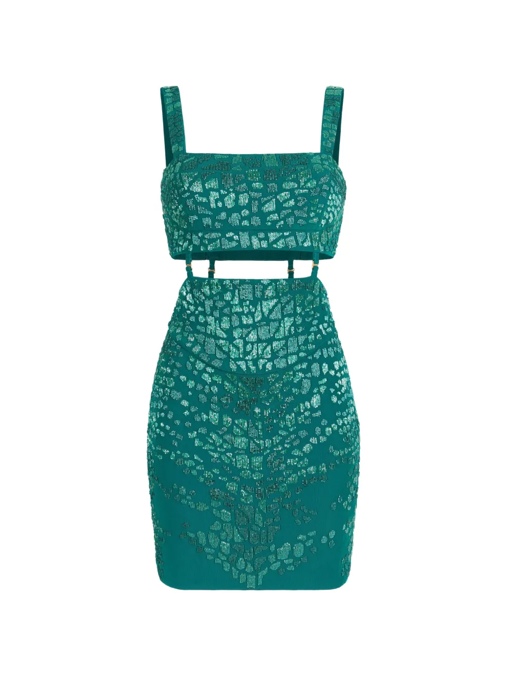 Roberto Cavalli leopard embellished mini dress - Verde